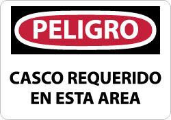 AccuformNMC "Peligro - Casco Requerido en Esta Area", 10" Long x 14" Wide, Pressure-Sensitive Vinyl Safety Sign Rectangle, 0.004" Thick, Use for Accident Prevention SPD46PB - 62204144