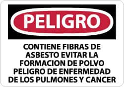 AccuformNMC "Peligro - Contiene Fibras de Asbesto Evitar la Formacion de Polvo Peligro de Enfermedad de los Pulmones y Cancer", 10" Long x 14" Wide, Rigid Plastic Safety Sign Rectangle, 0.05" Thick, Use for Workplace/Safety SPD640RB - 62204250