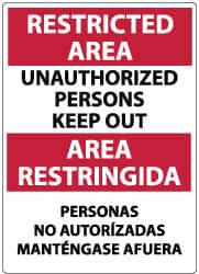 AccuformNMC "Restricted Area - Unauthorized Persons Keep Out", 14" Long x 10" Wide, Aluminum Safety Sign Rectangle, 0.04" Thick, Use for Security & Admittance ESRA29AB - 62204458