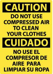 AccuformNMC "Caution - Do Not Use Compressed Air to Clean Your Clothes", 14" Long x 10" Wide, Rigid Plastic Safety Sign Rectangle, 0.05" Thick, Use for Accident Prevention ESC205RB - 62206123