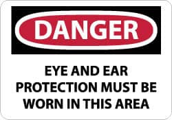AccuformNMC "Danger - Eye and Ear Protection Must Be Worn in This Area", 10" Long x 14" Wide, Pressure-Sensitive Vinyl Safety Sign Rectangle, 0.004" Thick, Use for Accident Prevention D209PB - 63364954