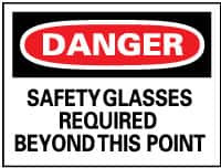 AccuformNMC "Danger - Safety Glasses Required Beyond This Point", 10" Long x 14" Wide, Pressure-Sensitive Vinyl Safety Sign Rectangle, 0.004" Thick, Use for Accident Prevention D108PB - 63366801