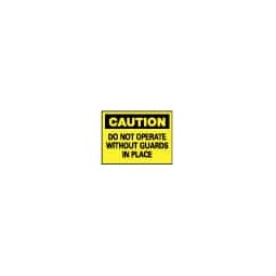 AccuformNMC "Caution - Do Not Operate without Guards in Place", 10" Long x 14" Wide, Aluminum Safety Sign Rectangle, 0.04" Thick, Use for Accident Prevention C15AB - 63367387