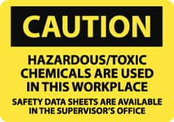 AccuformNMC "Caution - Hazardous/Toxic Chemicals Are Used in This Workplace - Safety Data Sheets Are Available in the Supervisors Office", 10" Long x 14" Wide, Rigid Plastic Safety Sign Rectangle, 0.05" Thick C308RB - 63367684