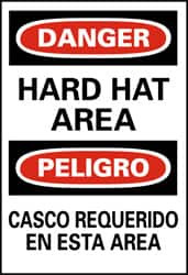 AccuformNMC "Danger - Hard Hat Area", 20" Long x 14" Wide, Pressure-Sensitive Vinyl Safety Sign Rectangle, 0.004" Thick, Use for Accident Prevention ESD46PC - 63369029