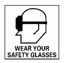 AccuformNMC "Wear Your Safety Glasses", 7" Long x 7" Wide, Pressure-Sensitive Vinyl Safety Sign Square, 0.004" Thick, Use for Accident Prevention S48P - 63370357