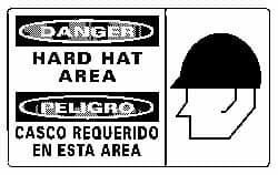AccuformNMC "Danger - Hard Hat Area", 10" Long x 18" Wide, Rigid Plastic Safety Sign Rectangle, 0.05" Thick, Use for Accident Prevention SPSA104R - 63371546