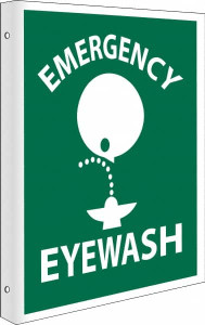 AccuformNMC "Emergency Eye Wash", 10" Long x 8" Wide, Rigid Plastic Safety Sign Rectangle, 0.05" Thick, Use for First Aid MSCTV2 - 63374458