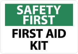 AccuformNMC "Safety First - First Aid Kit", 7" Long x 10" Wide, Aluminum Safety Sign Rectangle, 0.04" Thick, Use for First Aid SF41A - 72310774