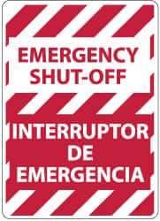 AccuformNMC "Emergency Shut-Off", 14" Long x 10" Wide, Rigid Plastic Safety Sign Rectangle, 0.05" Thick, Use for Accident Prevention M747RB - 72311012