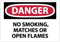 AccuformNMC "Danger - No Smoking, Matches or Open Flames", 7" Long x 10" Wide, Aluminum Safety Sign Rectangle, 0.04" Thick, Use for Accident Prevention D217A - 72312184