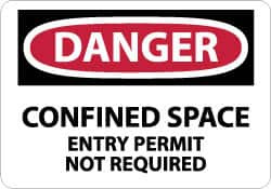 AccuformNMC "Danger - Confined Space - Entry Permit Not Required", 7" Long x 10" Wide, Aluminum Safety Sign Rectangle, 0.04" Thick, Use for Accident Prevention D373A - 72312432