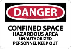 AccuformNMC "Danger - Confined Space - Hazardous Area - Unauthorized Personnel Keep Out", 10" Long x 14" Wide, Pressure-Sensitive Vinyl Safety Sign Rectangle, 0.004" Thick, Use for Accident Prevention D374PB - 72312457
