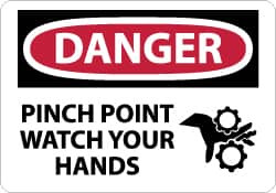 AccuformNMC "Danger - Pinch Point - Watch Your Hands", 7" Long x 10" Wide, Aluminum Safety Sign Rectangle, 0.04" Thick, Use for Accident Prevention D600A - 72312911
