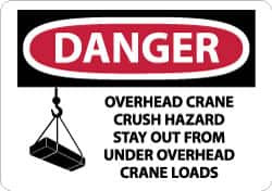 AccuformNMC "Danger - Overhead Crane Crush Hazard - Stay Out From Under Overhead Crane Loads", 10" Long x 14" Wide, Rigid Plastic Safety Sign Rectangle, 0.05" Thick, Use for Accident Prevention D652RB - 72313034