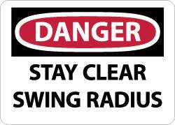 AccuformNMC "Danger - Stay Clear - Swing Radius", 10" Long x 14" Wide, Aluminum Safety Sign Rectangle, 0.04" Thick, Use for Accident Prevention D655AB - 72313109
