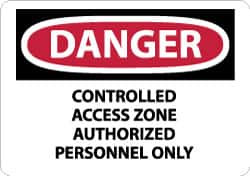 AccuformNMC "Danger - Controlled Access Zone - Authorized Personnel Only", 10" Long x 14" Wide, Pressure-Sensitive Vinyl Safety Sign Rectangle, 0.004" Thick, Use for Security & Admittance D662PB - 72313323