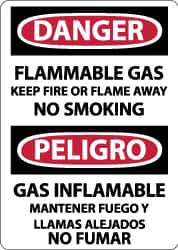 AccuformNMC "Danger - Flammable Gas - Keep Fire or Flame Away No Smoking", 14" Long x 10" Wide, Aluminum Safety Sign Rectangle, 0.04" Thick, Use for Accident Prevention ESD662AB - 72314008