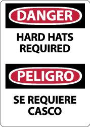 AccuformNMC "Danger - Hard Hats Required", 14" Long x 10" Wide, Rigid Plastic Safety Sign Rectangle, 0.05" Thick, Use for Accident Prevention ESD689RB - 72314743
