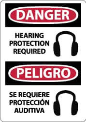 AccuformNMC "Danger - Hearing Protection Required", 14" Long x 10" Wide, Aluminum Safety Sign Rectangle, 0.04" Thick, Use for Accident Prevention ESD690AB - 72314750