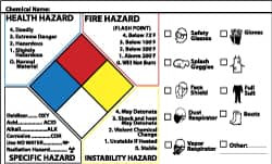 AccuformNMC "Chemical Name", 5" Long x 7" Wide, Pressure-Sensitive Vinyl Safety Sign Rectangle, 0.004" Thick, Use for Hazardous Materials NFP20P - 72320708