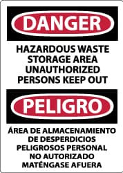 AccuformNMC "Danger - Hazardous Waste Storage Area - Unauthorized Persons Keep Out", 14" Long x 10" Wide, Rigid Plastic Safety Sign Rectangle, 0.05" Thick, Use for Hazardous Materials ESD442RB - 73073017