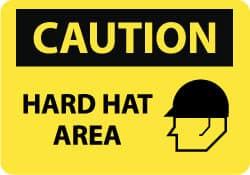 AccuformNMC "Caution - Hard Hat Area", 20" Long x 28" Wide, Rigid Plastic Safety Sign Rectangle, 0.05" Thick, Use for Accident Prevention C666RD - 73297665
