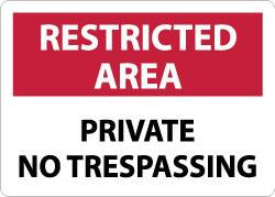 AccuformNMC "Restricted Area - Private No Trespassing", 10" Long x 14" Wide, Rigid Plastic Safety Sign Rectangle, 0.05" Thick, Use for Security & Admittance RA26RB - 73298119