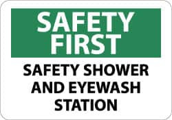 AccuformNMC "Safety First - Safety Shower and Eyewash Station", 10" Long x 14" Wide, Rigid Plastic Safety Sign Rectangle, 0.05" Thick, Use for First Aid SF175RB - 73298473