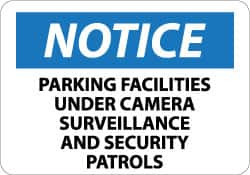AccuformNMC "Notice - Parking Facilities under Camera Surveillance and Security Patrols", 10" Long x 14" Wide, Rigid Plastic Safety Sign Rectangle, 0.05" Thick, Use for Security & Admittance N326RB - 73299372