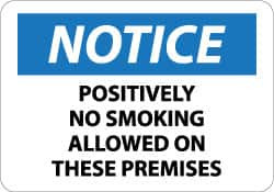 AccuformNMC "Notice - Positively No Smoking Allowed on These Premises", 10" Long x 14" Wide, Rigid Plastic Safety Sign Rectangle, 0.05" Thick, Use for Accident Prevention N331RB - 73299422