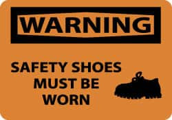 AccuformNMC "Warning - Safety Shoes Must Be Worn", 10" Long x 14" Wide, Rigid Plastic Safety Sign Rectangle, 0.05" Thick, Use for Accident Prevention W462RB - 73300071