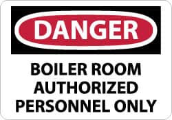 AccuformNMC "Danger - Boiler Room - Authorized Personnel Only", 10" Long x 14" Wide, Rigid Plastic Safety Sign Rectangle, 0.05" Thick, Use for Security & Admittance D481RB - 73300212