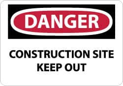 AccuformNMC "Danger - Construction Site - Keep Out", 10" Long x 14" Wide, Rigid Plastic Safety Sign Rectangle, 0.05" Thick, Use for Security & Admittance D491RB - 73300311