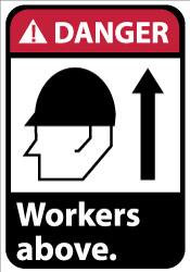 AccuformNMC "Danger - Workers Above", 10" Long x 7" Wide, Rigid Plastic Safety Sign Rectangle, 0.05" Thick, Use for Accident Prevention DGA14R - 73844938