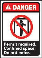 AccuformNMC "Danger - Permit Required - Confined Space - Do Not Enter", 14" Long x 10" Wide, Pressure-Sensitive Vinyl Safety Sign Rectangle, 0.004" Thick, Use for Accident Prevention DGA9PB - 73845083