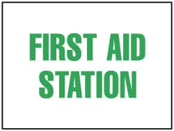 AccuformNMC "First Aid Station", 7" Long x 10" Wide, Pressure-Sensitive Vinyl Safety Sign Rectangle, 0.004" Thick, Use for First Aid M442P - 74778176