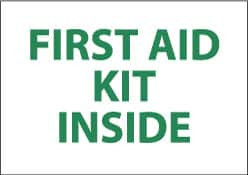 AccuformNMC "First Aid Kit Inside", 7" Long x 10" Wide, Rigid Plastic Safety Sign Rectangle, 0.05" Thick, Use for First Aid M65R - 74987462