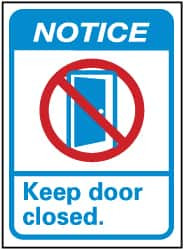 AccuformNMC "Notice - Keep Door Closed", 14" Long x 10" Wide, Rigid Plastic Safety Sign Rectangle, 0.05" Thick, Use for Security & Admittance NGA4RB - 74988056