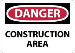 AccuformNMC "Danger - Construction Area", 7" Long x 10" Wide, Rigid Plastic Safety Sign Rectangle, 0.05" Thick, Use for Security & Admittance D132R - 75005272