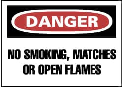 AccuformNMC "Danger - No Smoking, Matches or Open Flames", 7" Long x 10" Wide, Rigid Plastic Safety Sign Rectangle, 0.05" Thick, Use for Accident Prevention D217R - 75006957
