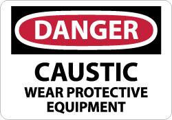 AccuformNMC "Danger - Caustic - Wear Protective Equipment", 10" Long x 14" Wide, Pressure-Sensitive Vinyl Safety Sign Rectangle, 0.004" Thick, Use for Accident Prevention D238PB - 75007161