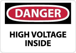 AccuformNMC "Danger - High Voltage Inside", 7" Long x 10" Wide, Rigid Plastic Safety Sign Rectangle, 0.05" Thick, Use for Accident Prevention D290R - 75204826