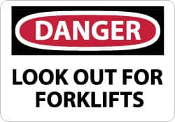 AccuformNMC "Danger - Look Out for Forklifts", 10" Long x 14" Wide, Pressure-Sensitive Vinyl Safety Sign Rectangle, 0.004" Thick, Use for Accident Prevention D65PB - 75258798