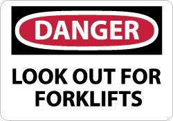 AccuformNMC "Danger - Look Out for Forklifts", 7" Long x 10" Wide, Rigid Plastic Safety Sign Rectangle, 0.05" Thick, Use for Accident Prevention D65R - 75258806