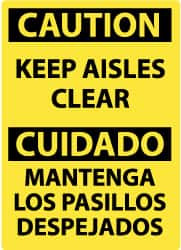AccuformNMC "Caution - Keep Aisles Clear", 20" Long x 14" Wide, Rigid Plastic Safety Sign Rectangle, 0.05" Thick, Use for Accident Prevention ESC37RC - 75263350