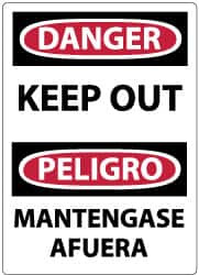 AccuformNMC "Danger - Keep Out", 14" Long x 10" Wide, Pressure-Sensitive Vinyl Safety Sign Rectangle, 0.004" Thick, Use for Accident Prevention ESD59PB - 75263715