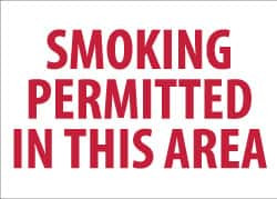 AccuformNMC "Smoking Permitted in This Area", 10" Long x 14" Wide, Pressure-Sensitive Vinyl Safety Sign Rectangle, 0.004" Thick, Use for Smoking Regulations M243PB - 75381962