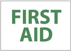 AccuformNMC "First Aid", 7" Long x 10" Wide, Pressure-Sensitive Vinyl Safety Sign Rectangle, 0.004" Thick, Use for First Aid M249P - 75382044