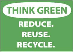 AccuformNMC "Think Green - Reduce, Reuse, Recycle", 10" Long x 14" Wide, Aluminum Safety Sign Rectangle, 0.04" Thick, Use for Restroom, Janitorial & Housekeeping ENV31AB - 79615357